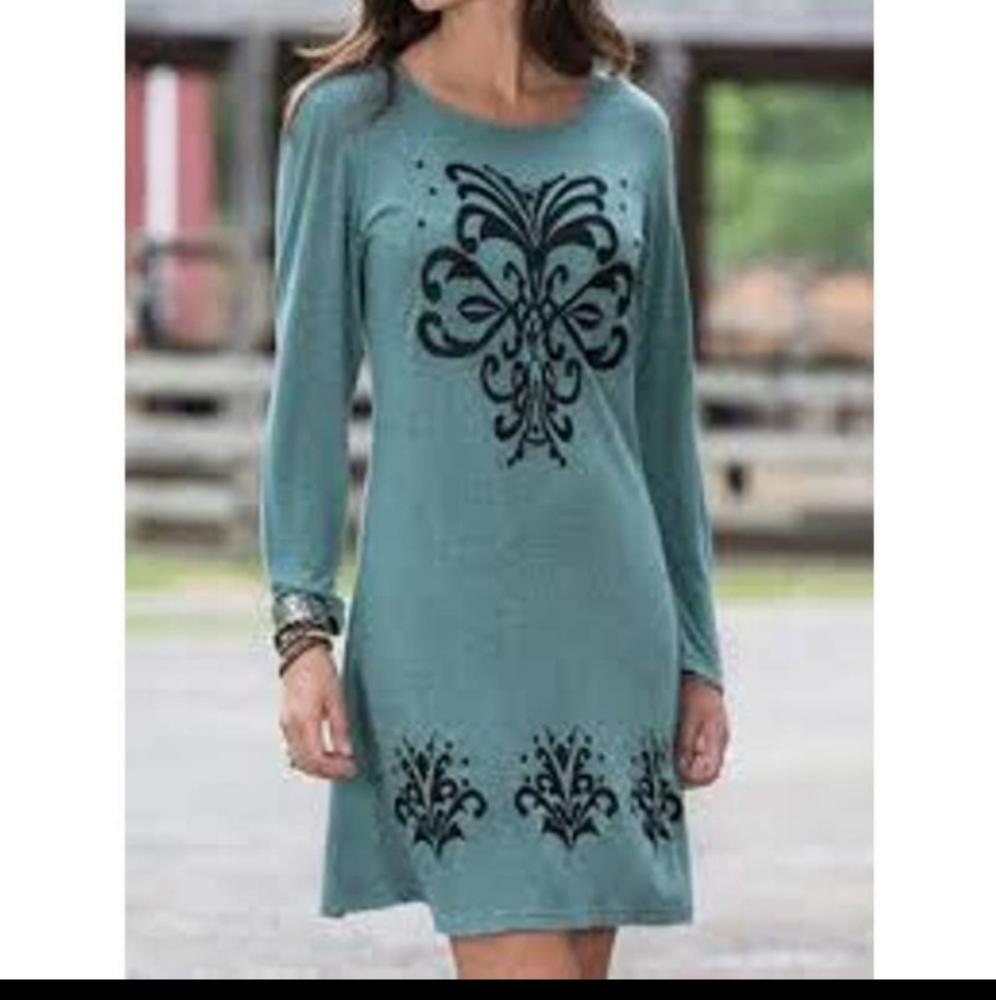 Rod's Sage Green Long Sleeve Long Sleeve Mini Dress Size XL